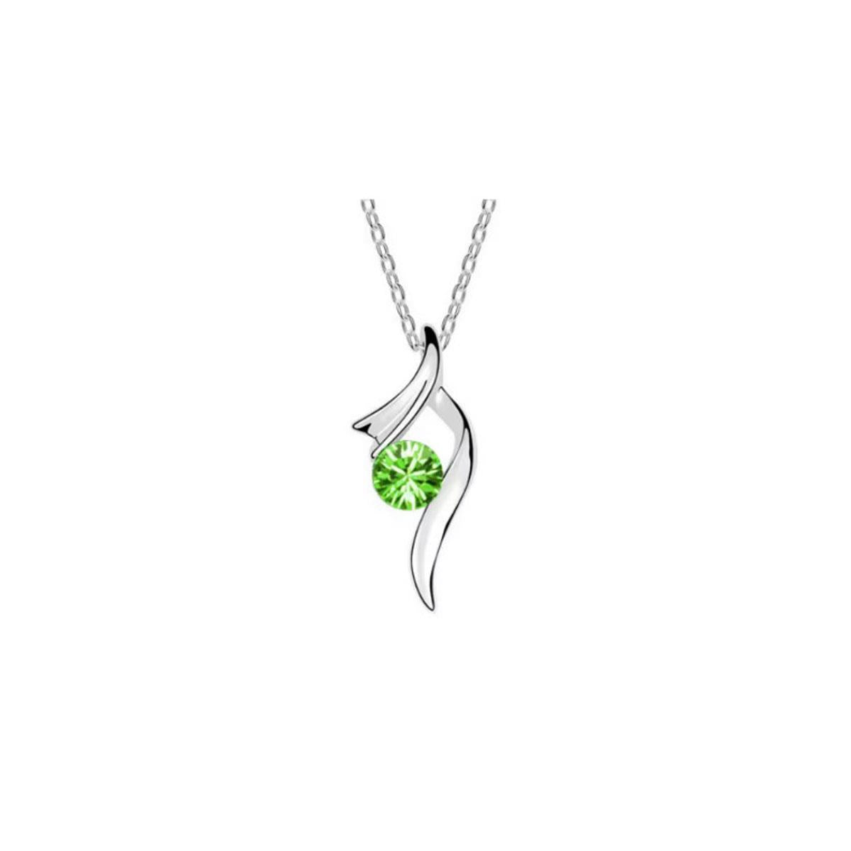 Silver Necklace Twirl Design Jewellery Set Charles William Green Earrings