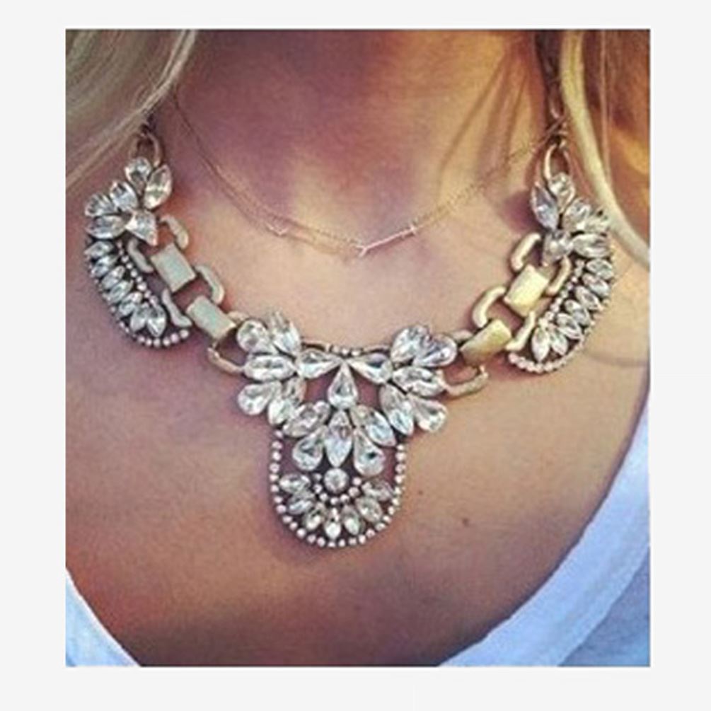 Large Fashion Crystal Charm Chunky Statement Bib Necklace from Charles William