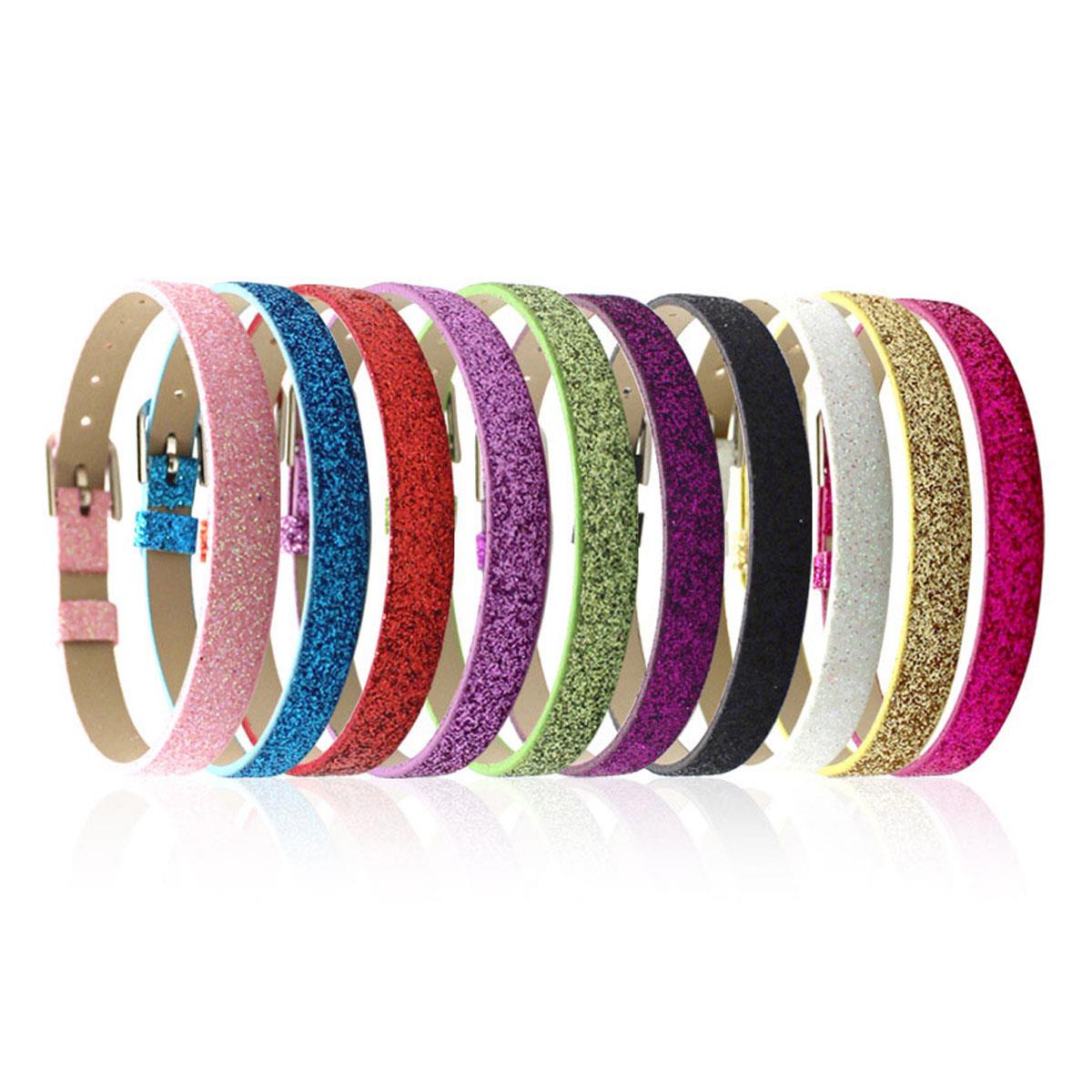 Charles William Multi Colour Girls Name Letter Alphabet Charm Bracelet PU Leather