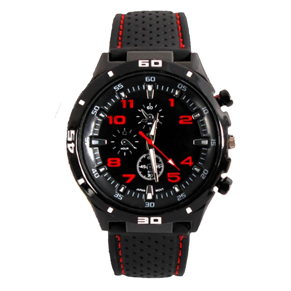 Lovely Analogue Sport GT F1 Grand Touring Watch Black Red Comfortable Strap