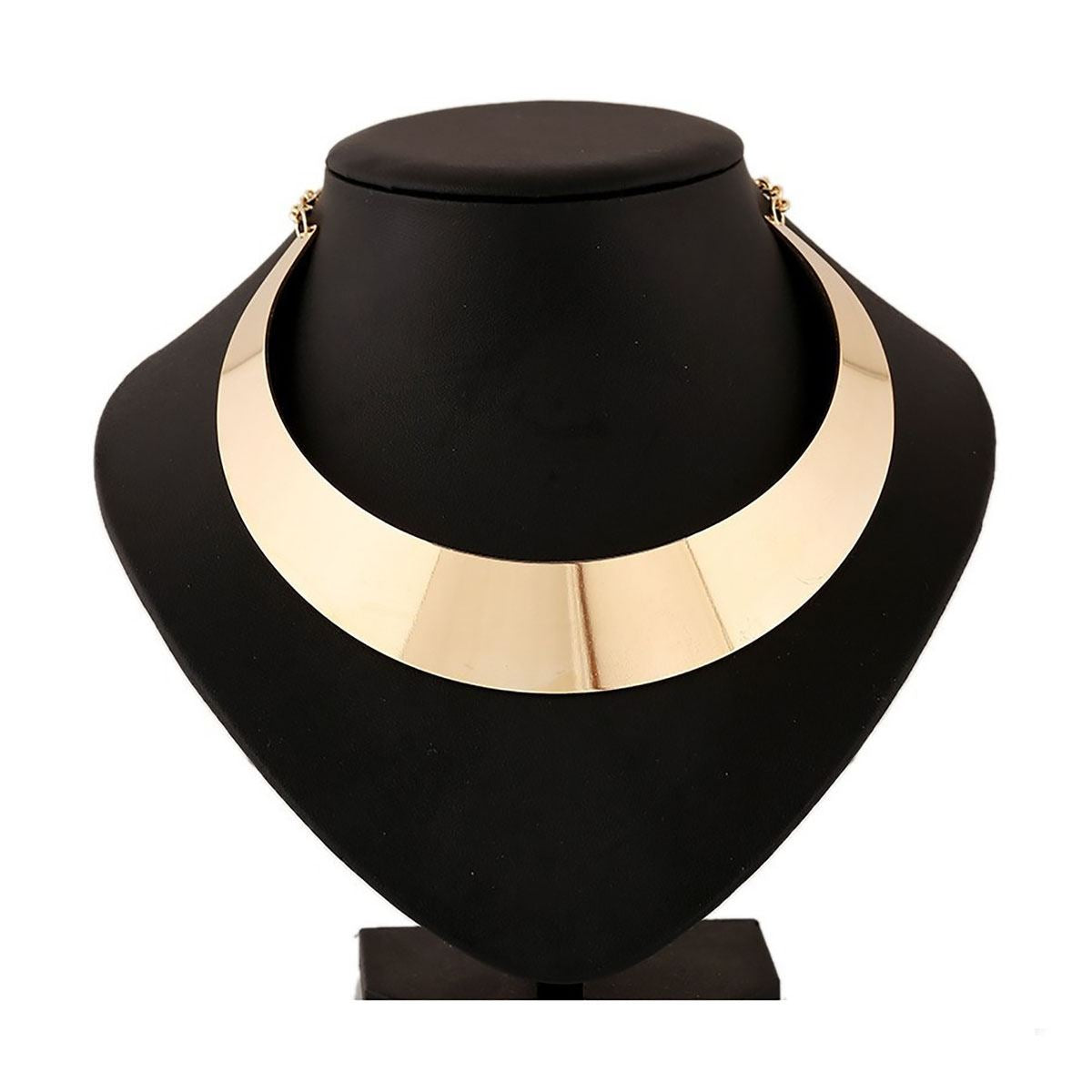 Charles William Rock Chic Gold Choker Collar Necklace Plated Bib