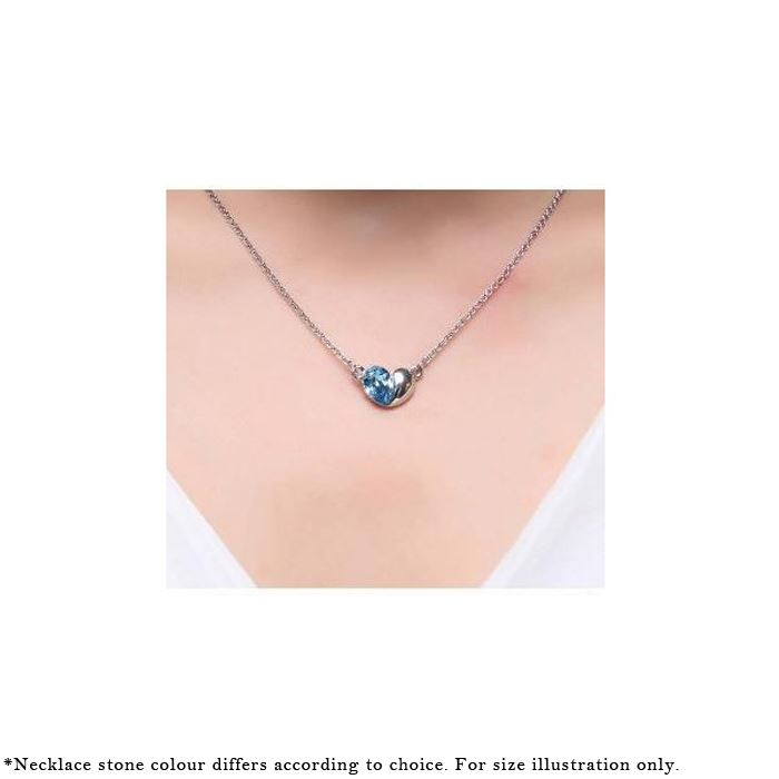 Charles William Pink Designer Love Heart Themed Crystal Silver Jewellery Necklace