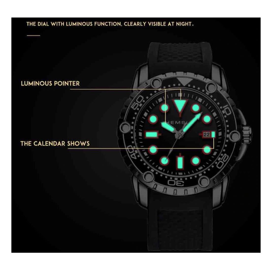 Designer Diver Style Mens Watch Black Red with Date