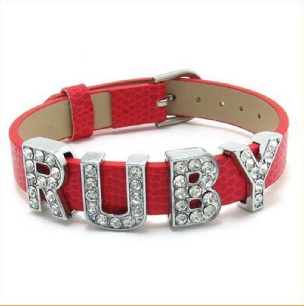 Charles William Girls Name Letter Alphabet Charm Bracelet PU Leather
