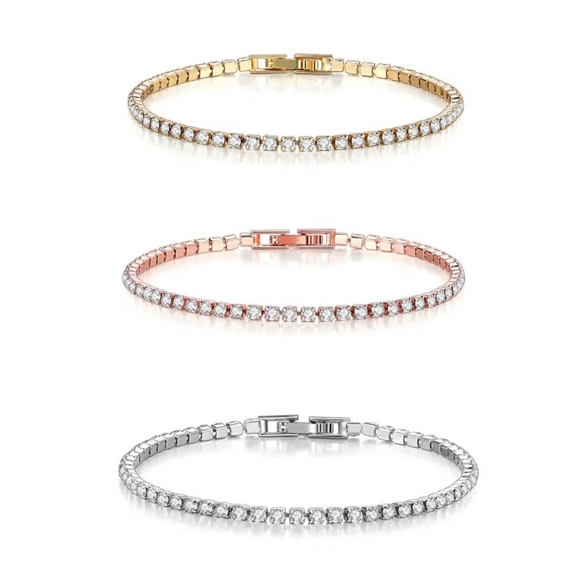 Tennis Bracelet in Rose Gold, Silver or Gold