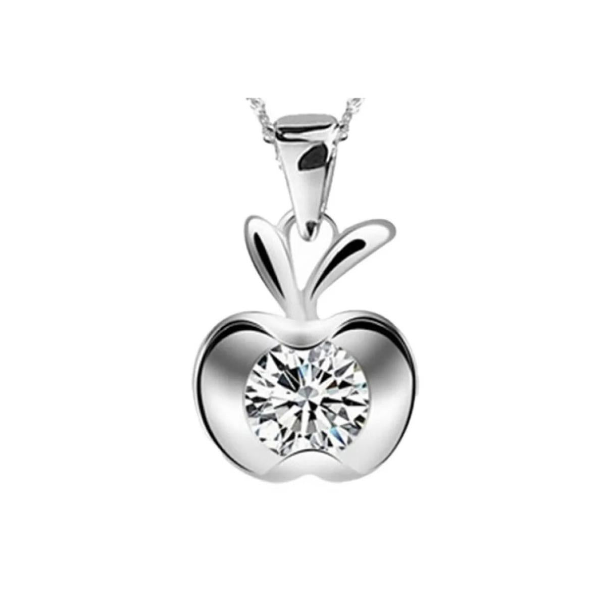 Charles William Elegant Curved Silver Pendant Necklace with Stone