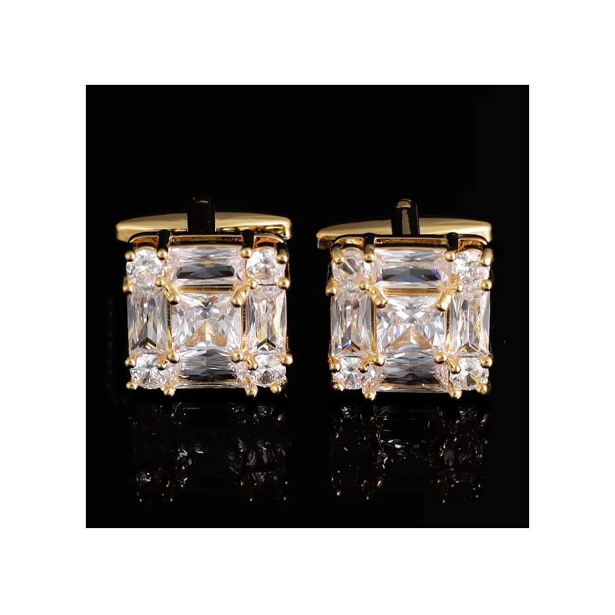 Charles William Cufflinks Crystal Gold Stunning Design Quick UK Delivery