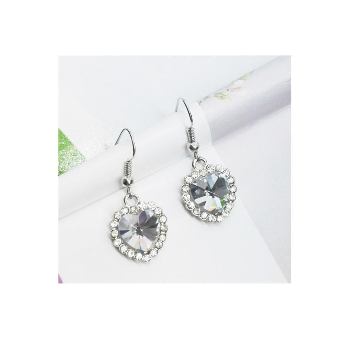 Charles William Clear Stone Heart of the Ocean Necklace Crystal Love Ear Ring