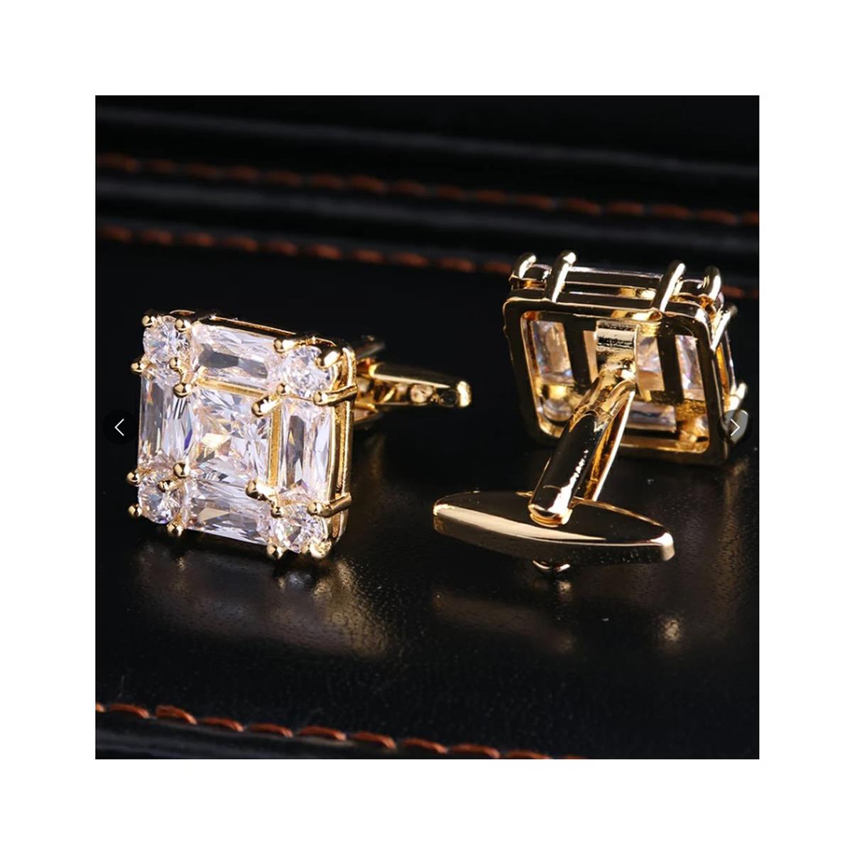 Charles William Cufflinks Crystal Gold Stunning Design Quick UK Delivery