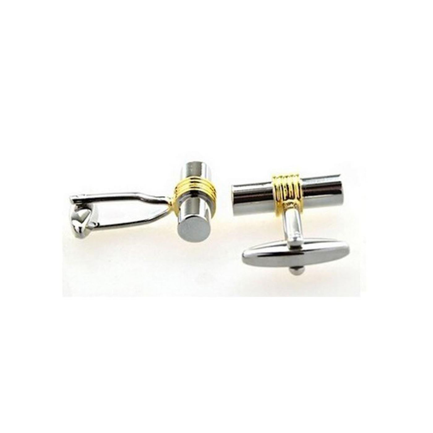 Charles William Elegant Two Tone Gold Silver Barrel Round Cufflinks Smart Office Wedding UK