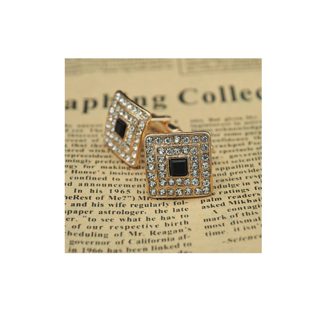 Charles William Classy Gold Cufflinks Square Premium Stones