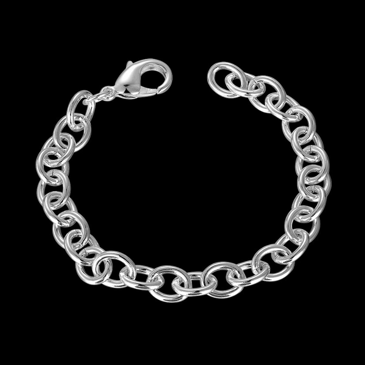 Women's Ladies Silver Plated Charm Chain Bracelet With Lobster Close Modern UK Seller BG1720