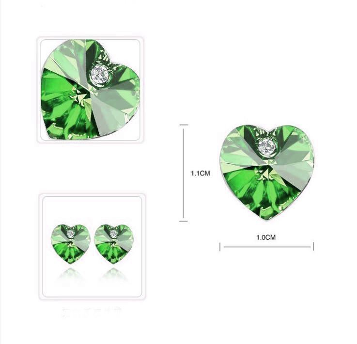 Austrian Crystal Stone And Elements Green Heart Shaped Stud Earrings from Charles William