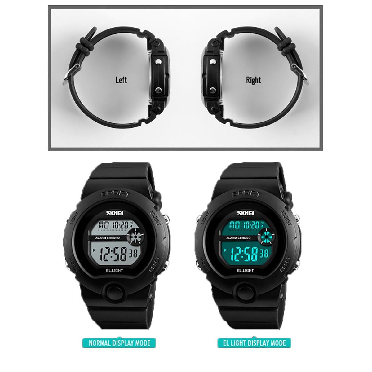 Skmei Girls Kids Black Digital With Pink Markers Watch 50m Water Resistant With Stopwatch Alarm Perfect For Ages 5-13 DG1334B