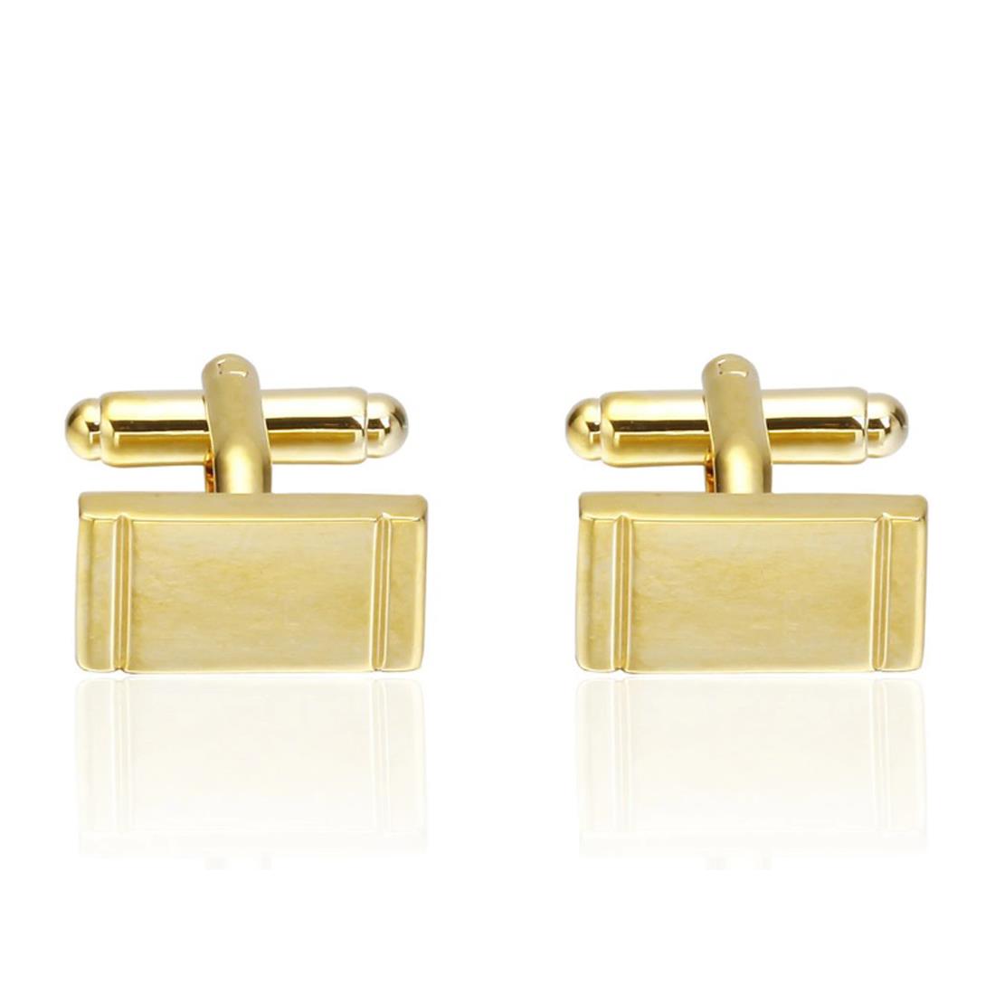 Charles William Classy Gold Cufflinks Rectangle Shape Premium Quality Free Pouch