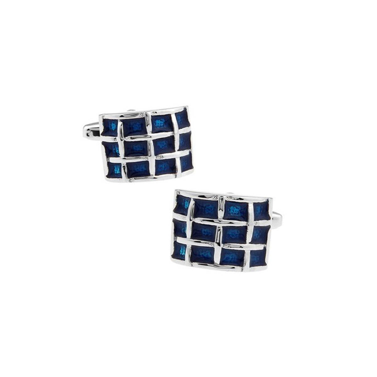 Charles William Premium Blue Silver Criss Cross Cufflinks Novelty Pattern Shirt Cuff Links Fashion UK