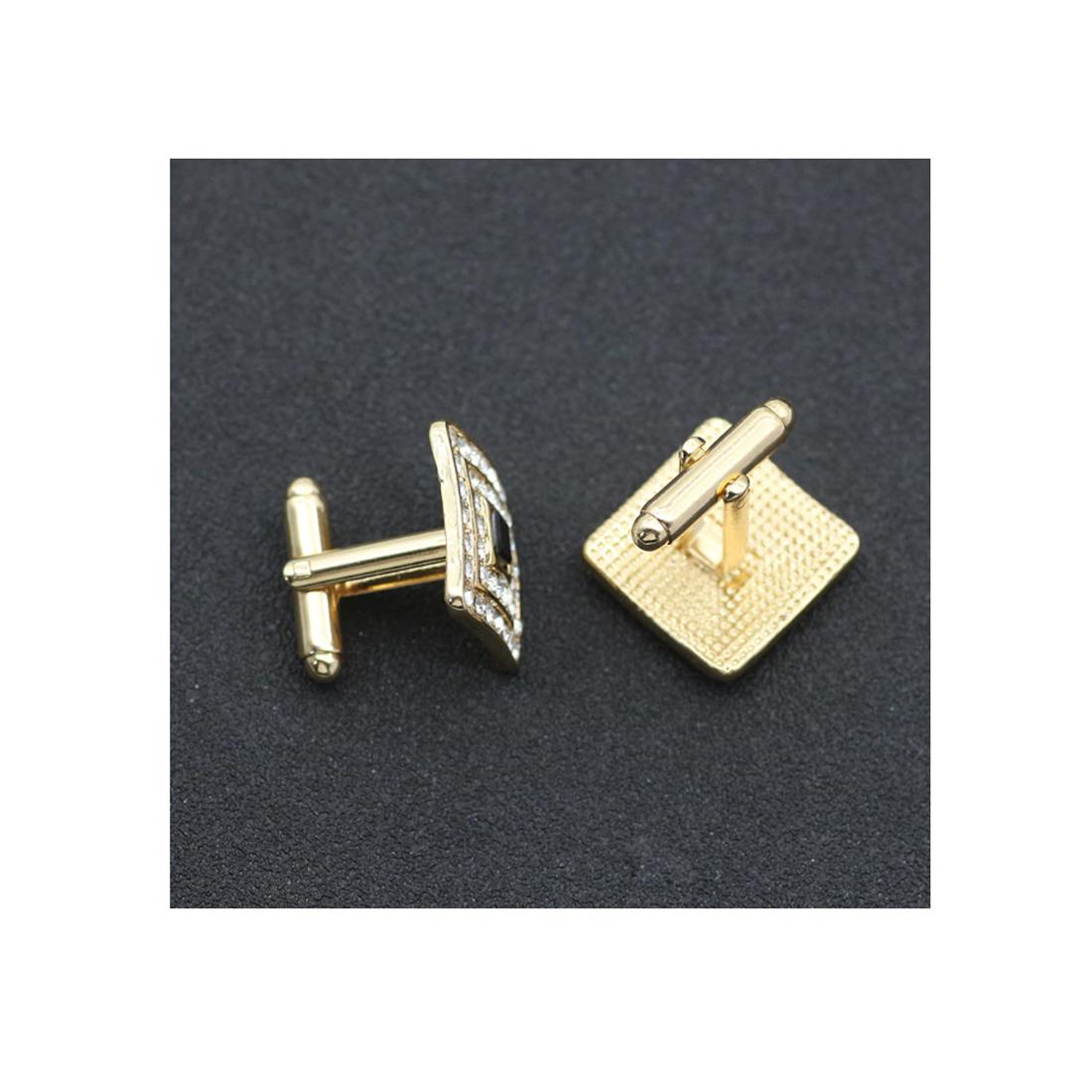 Charles William Classy Gold Cufflinks Square Premium Stones