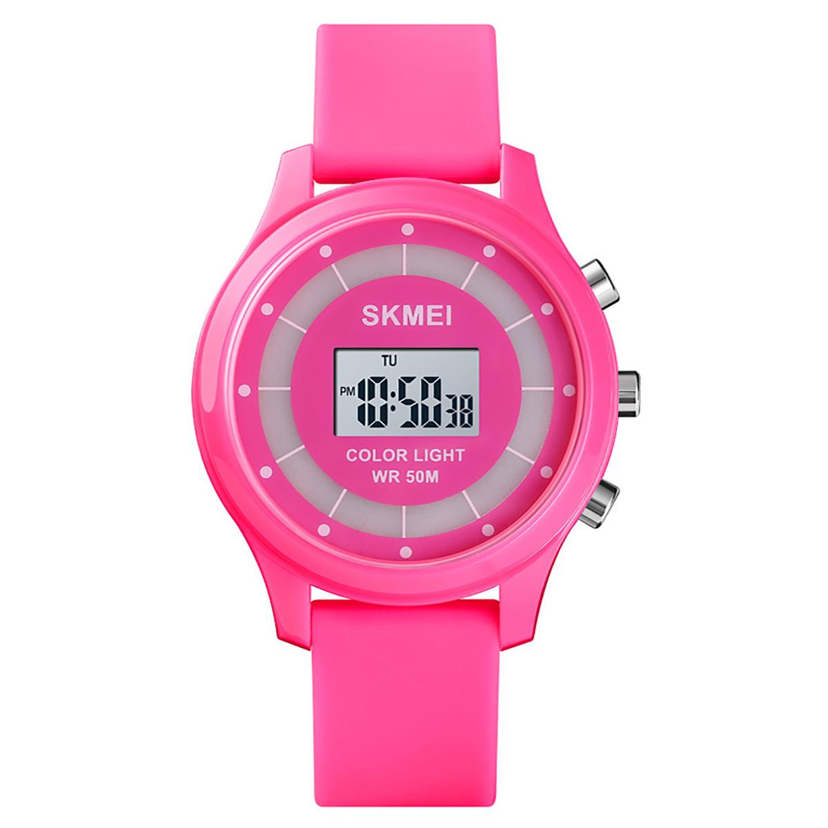 Childrens Pink Digital Watch with Date and Flashing Lights - Fun Design