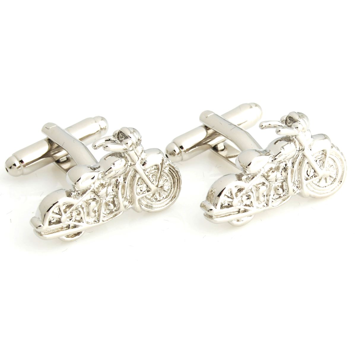 Charles William Sports Silver Motorcycle Motorbike Harley Style Racing Novelty Cufflinks Wedding Gift UK Seller