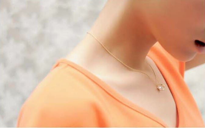 Women's Girl's Gold Cube Necklace With Crystal Stone Unique Gift Stocking Filler UK