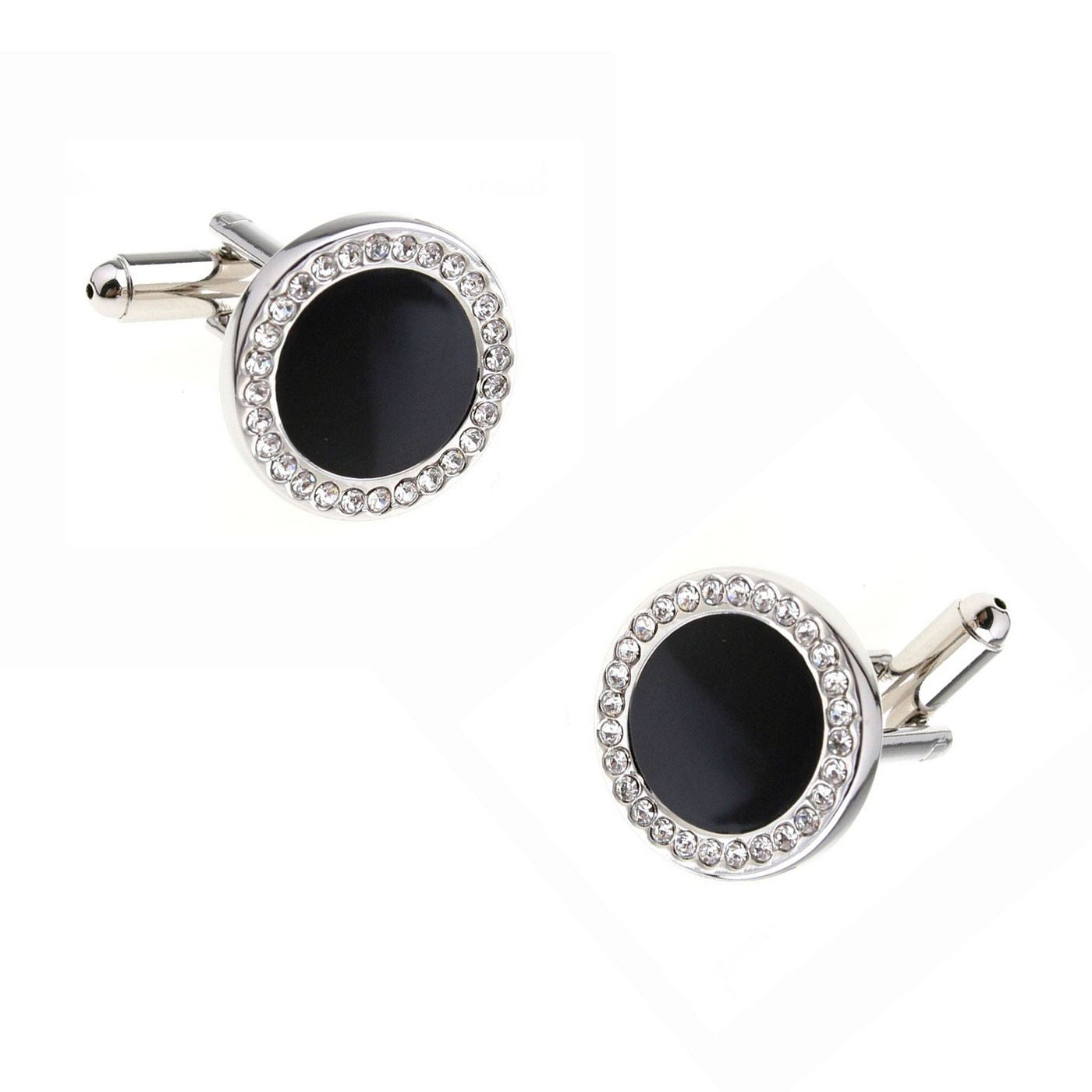 Mens Ladies Cufflinks Exclusive Black Button Diamond Look Unique Gift Top Quality