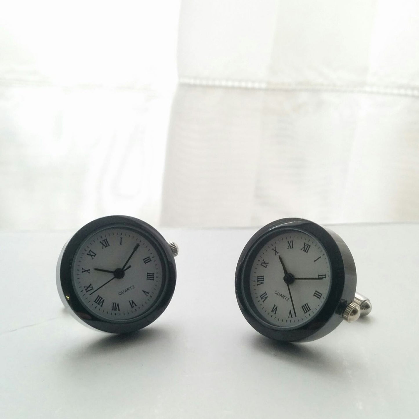 Charles William Mens Ladies Working Black Stainless Steel Clock Watch Cufflinks Wedding Formal Business