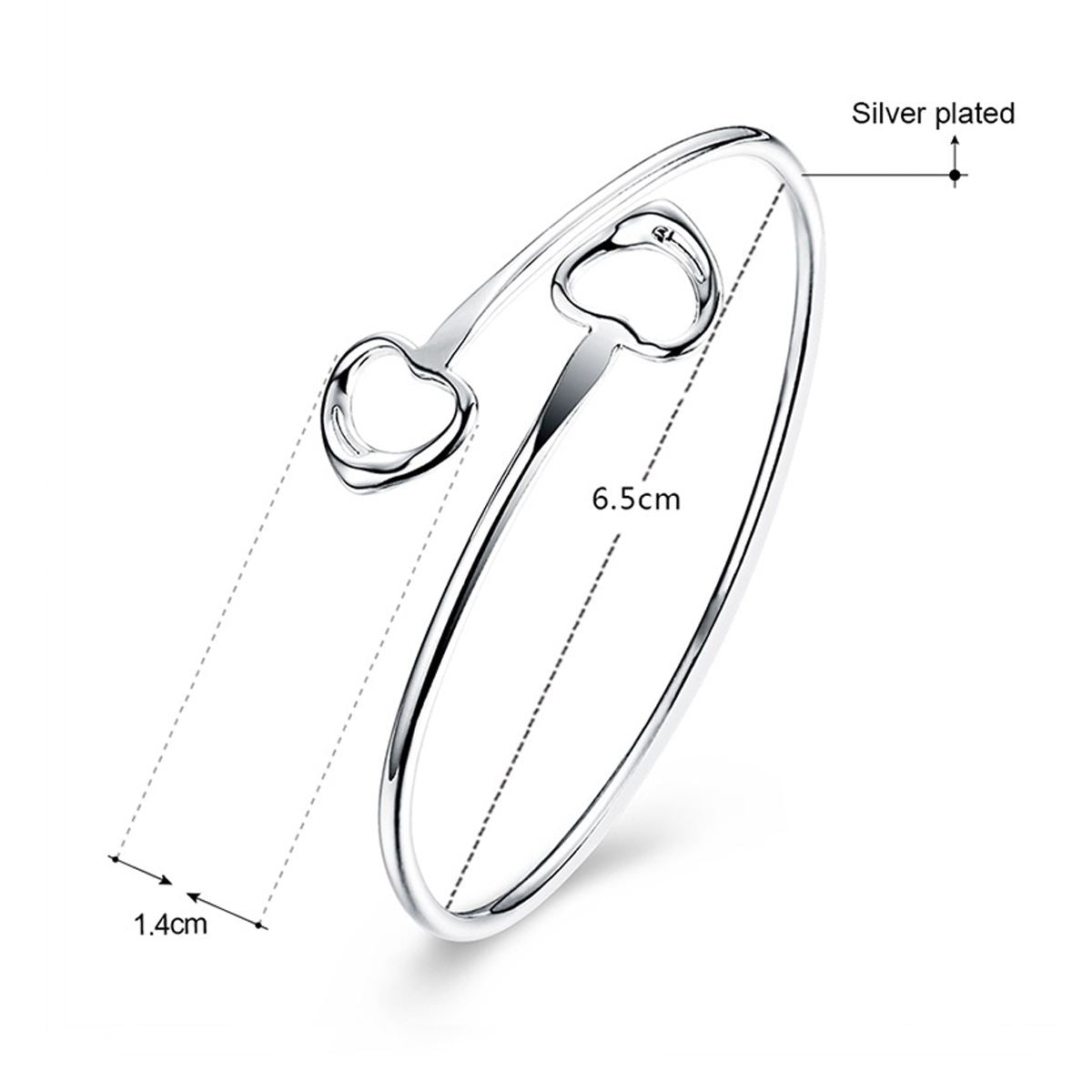 Women's Ladies Girls Thin Slim Love Heart Bangle Silver Plated Bracelet Jewellery Gift Christmas