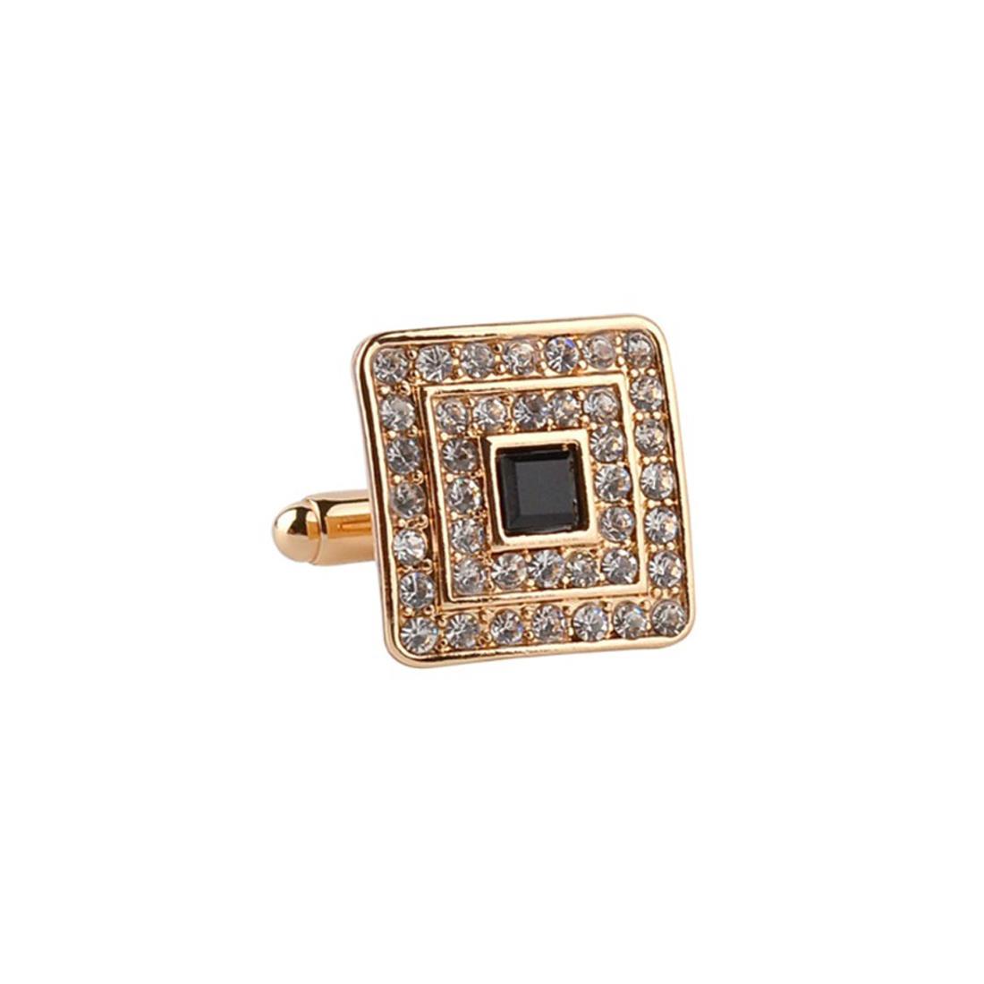 Charles William Classy Gold Cufflinks Square Premium Stones