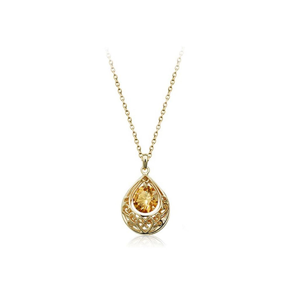 Gold & Champagne Hollow Teardrop Necklace Christmas Gift Women's Present UK