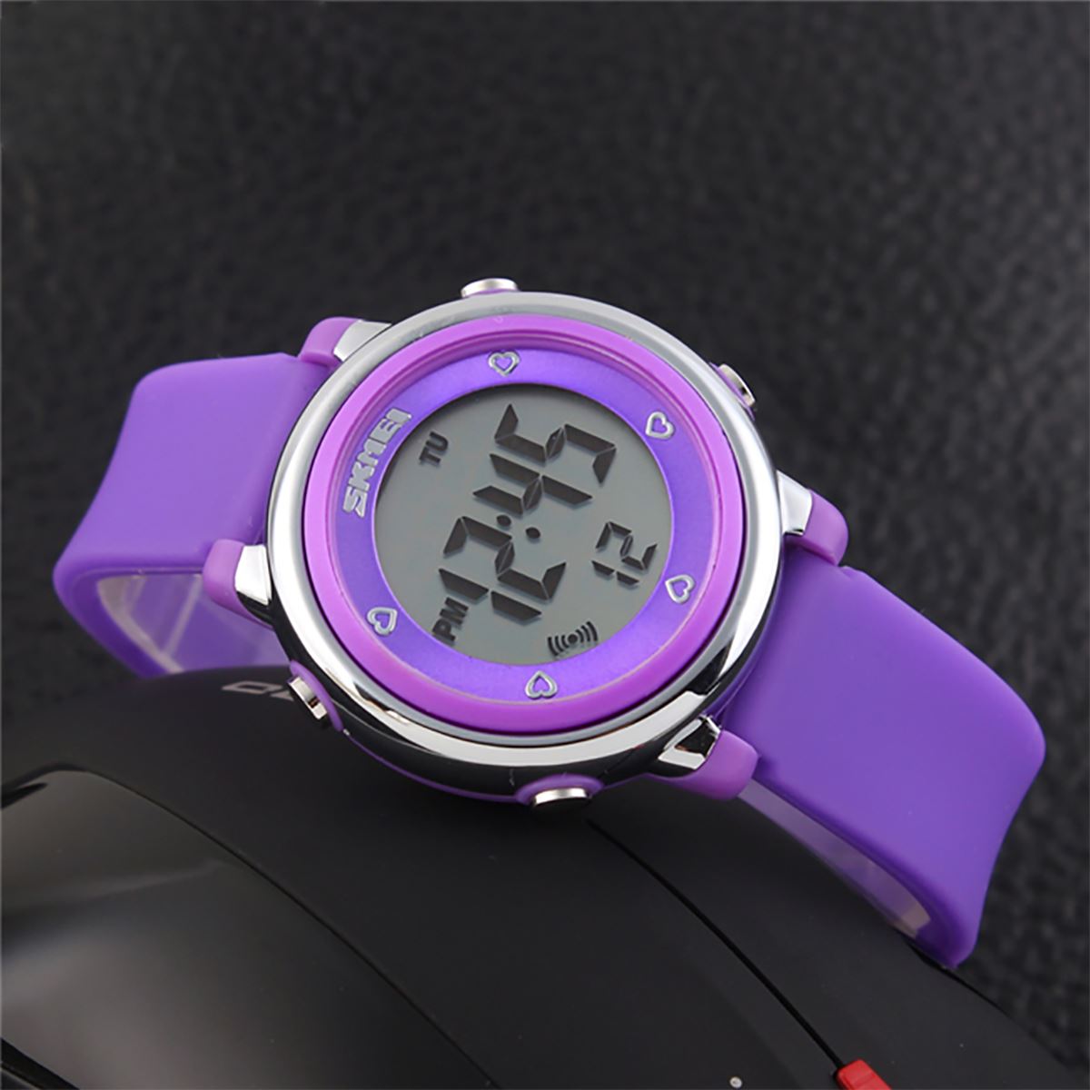 Skmei Girls Kids Purple Digital Watch 50m Water Resistant With Stopwatch Alarm Ages 5+ DG1100