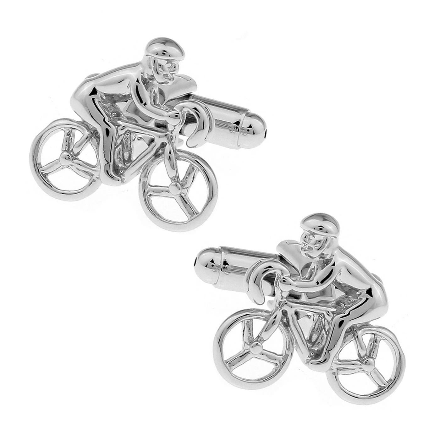 Charles William Luxury Silver Tour De France Cufflinks Cycling Sports Bike Cycle Gift Yellow Jersey UK