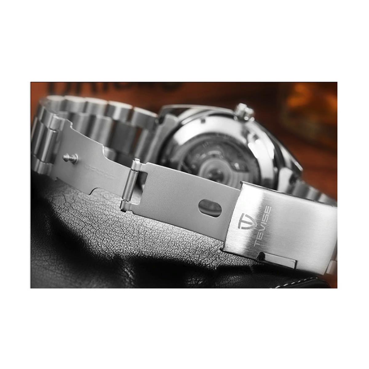 Tevise Mens Automatic Watch White Silver Smart Watches Date Designer Gift UK