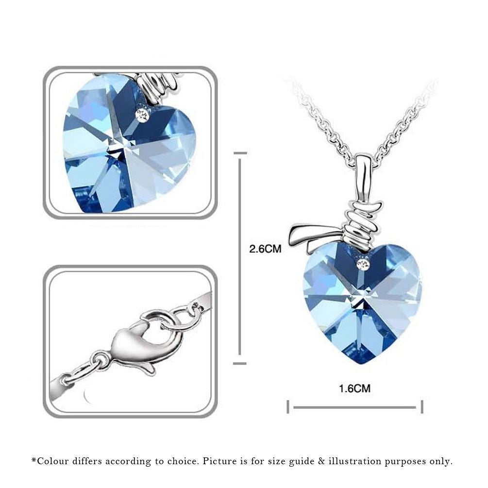 Women's Crystal Love Heart Pendant Necklace Soft Blue Jewellery Gift UK Seller