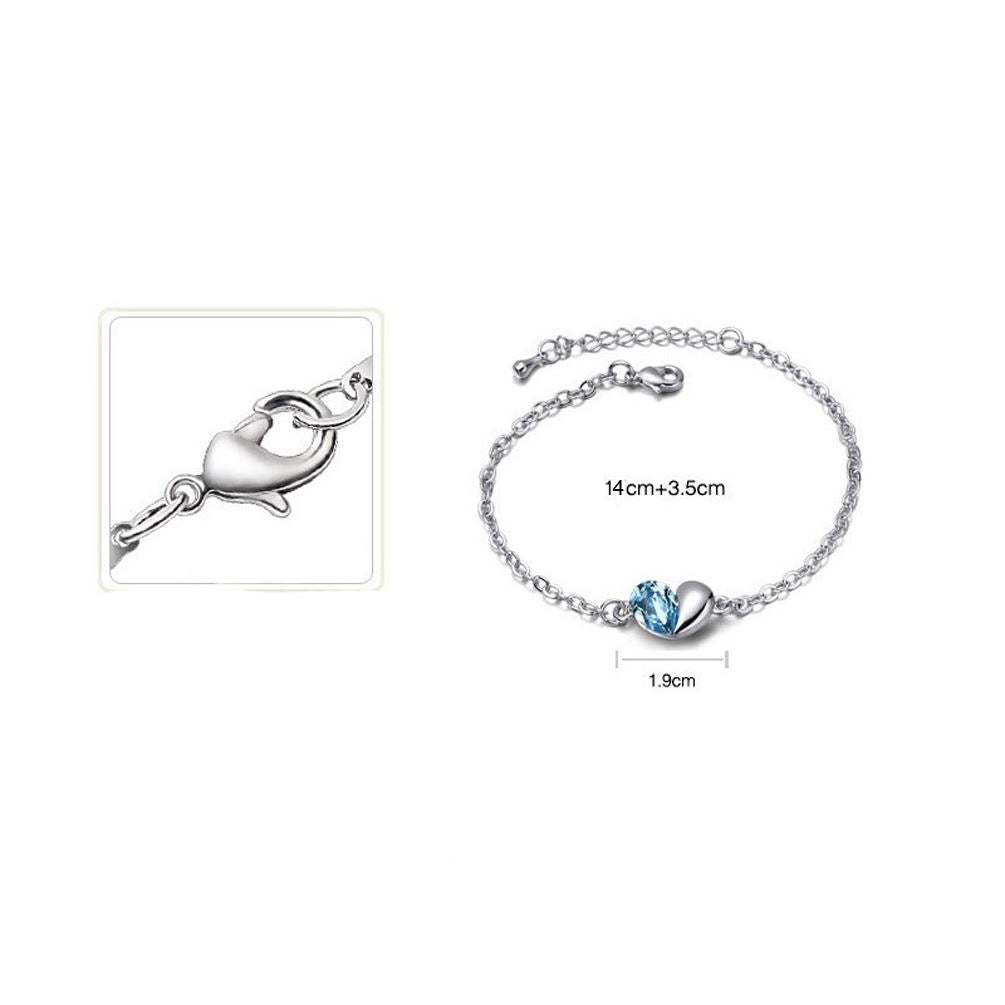 Sky Blue Designer Love Heart Silver Jewellery Bracelet from Charles Willaim