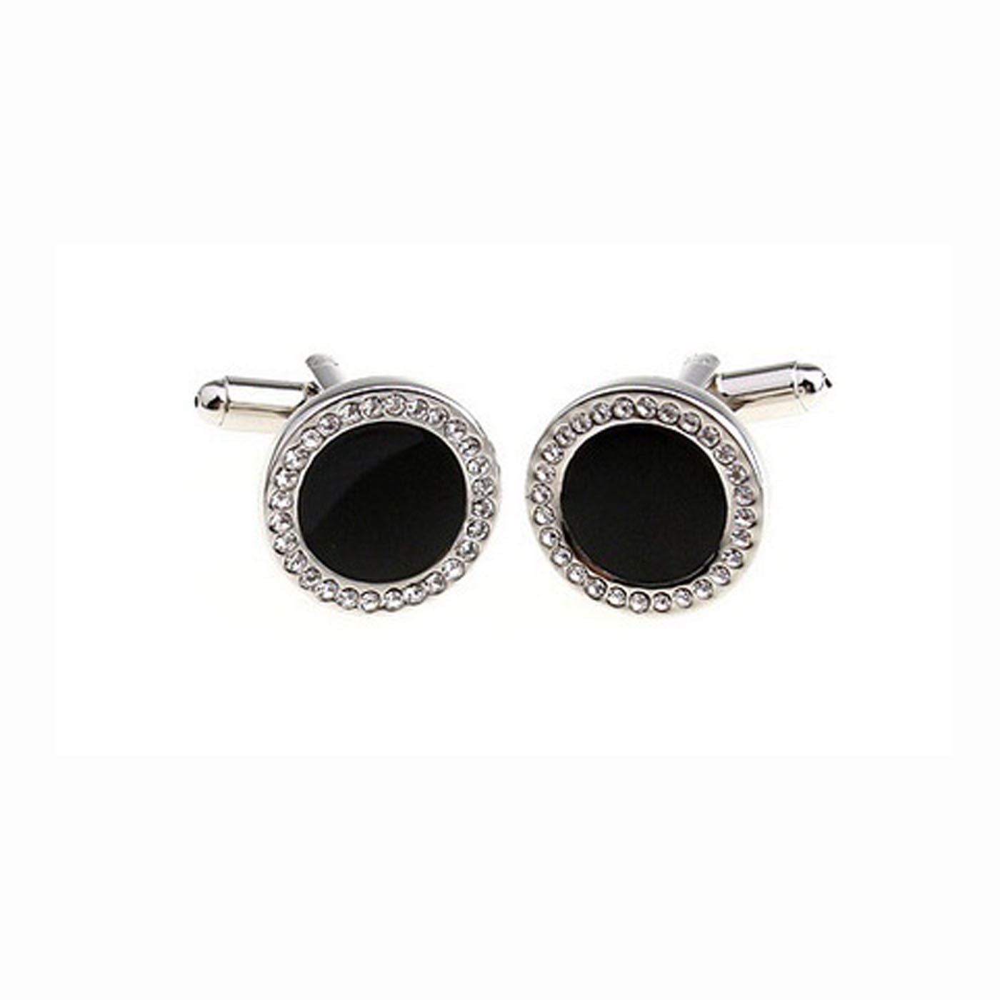 Mens Ladies Cufflinks Exclusive Black Button Diamond Look Unique Gift Top Quality