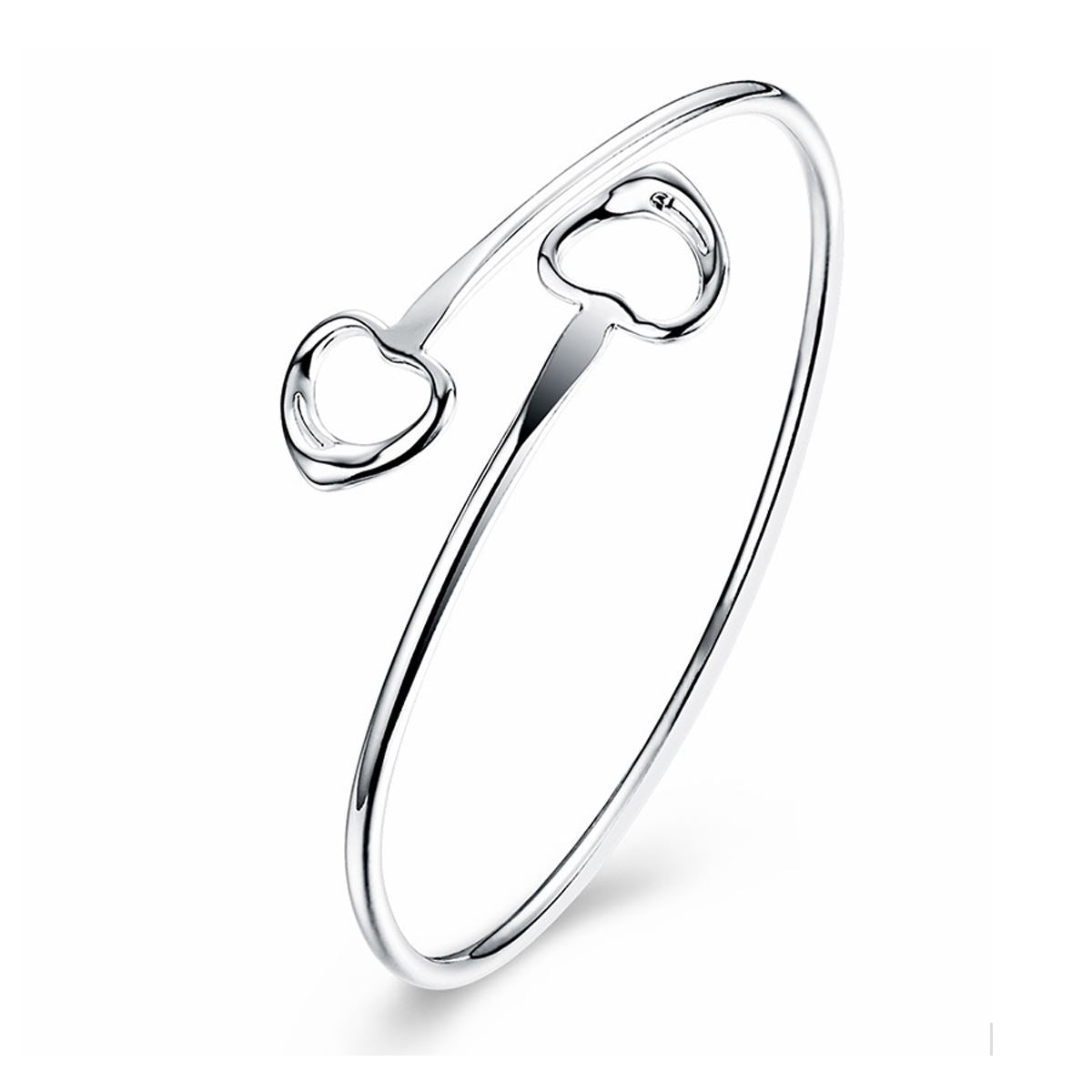 Women's Ladies Girls Thin Slim Love Heart Bangle Silver Plated Bracelet Jewellery Gift Christmas