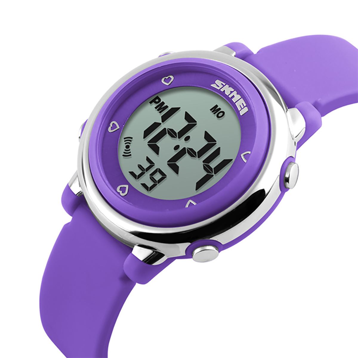 Skmei Girls Kids Purple Digital Watch 50m Water Resistant With Stopwatch Alarm Ages 5+ DG1100