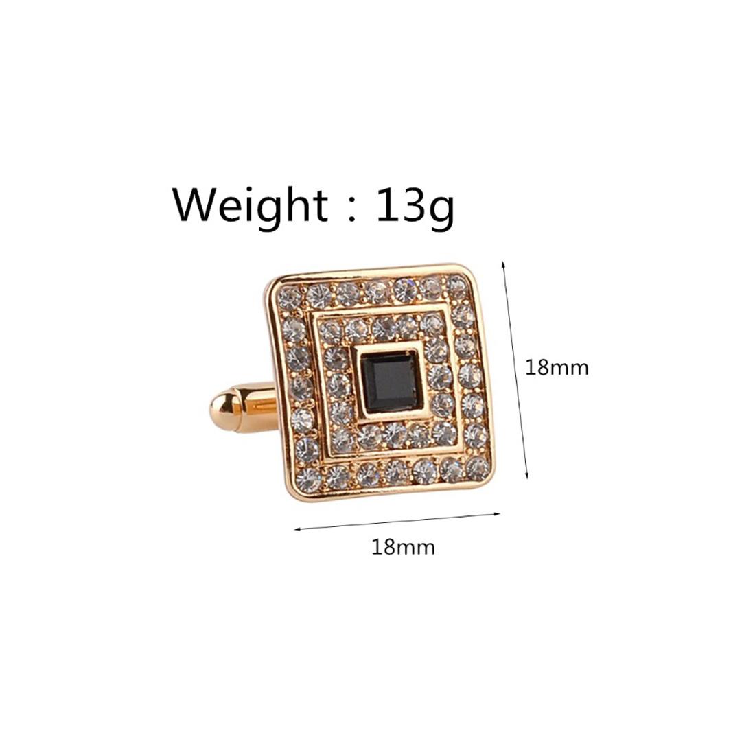 Charles William Classy Gold Cufflinks Square Premium Stones