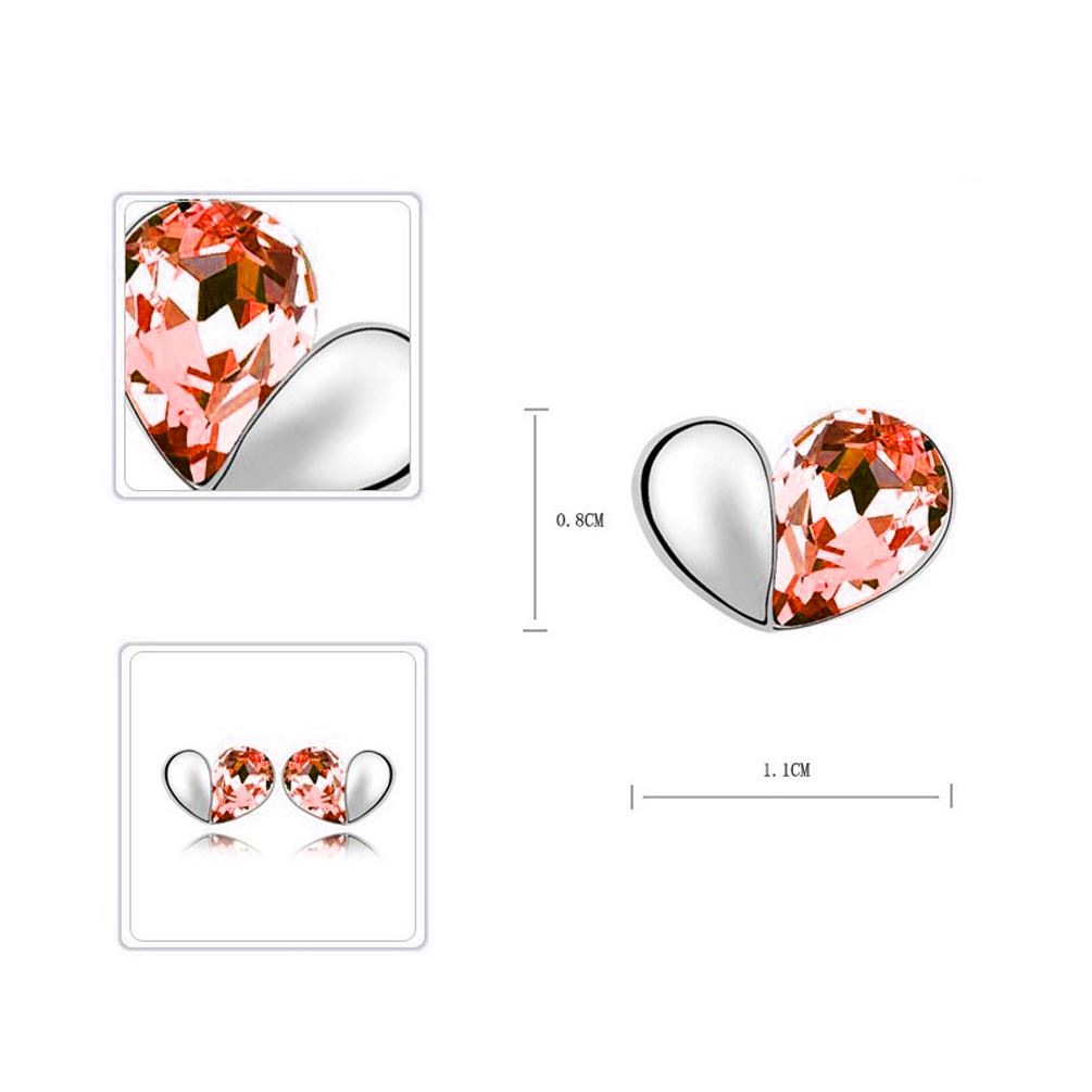 Fire Orange Love Heart Stud Earrings Crystal Silver Jewellery Charles William