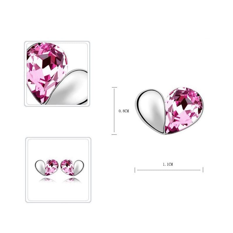 Pink Designer Love Heart Stud Earrings Ladies Silver Jewellery from Charles William