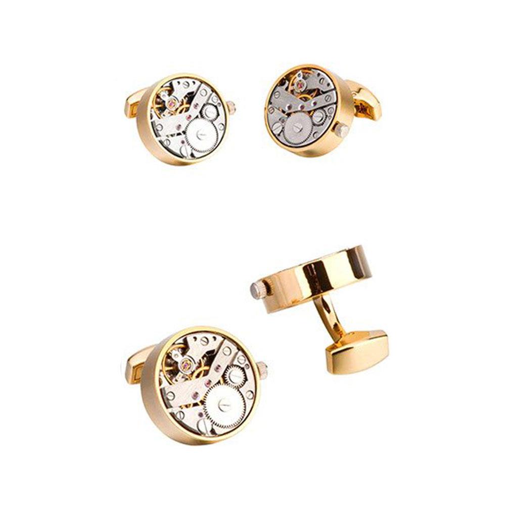 Charles William Rose Gold Working Watch Movement Steampunk Cufflinks Vintage Skeleton