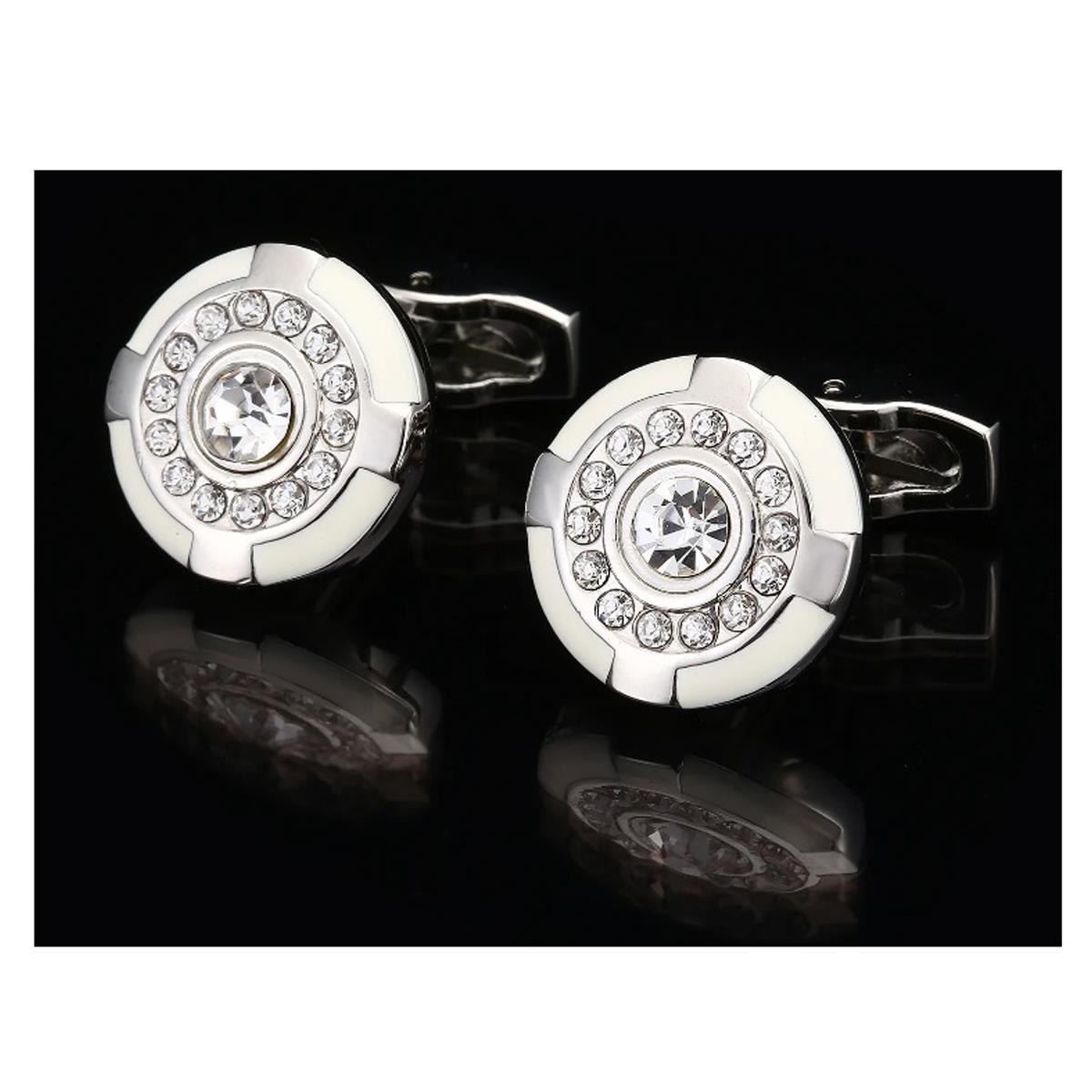 Charles William Silver Cufflinks Stunning White Design Luxury UK Stock