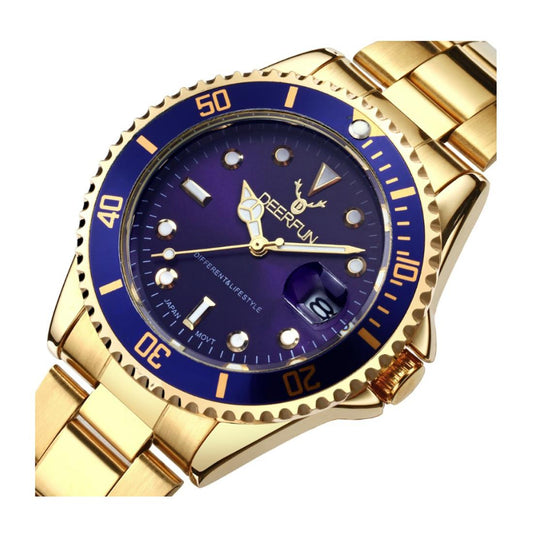 Genuine Deerfun Watch Blue Gold Date Watches Top Quality Sale UK Stock