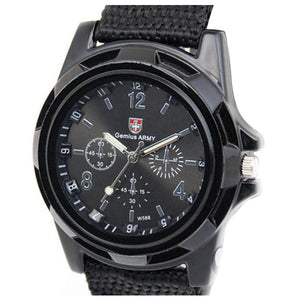 Quartz Analogue Watch Comfortable Black Material Strap