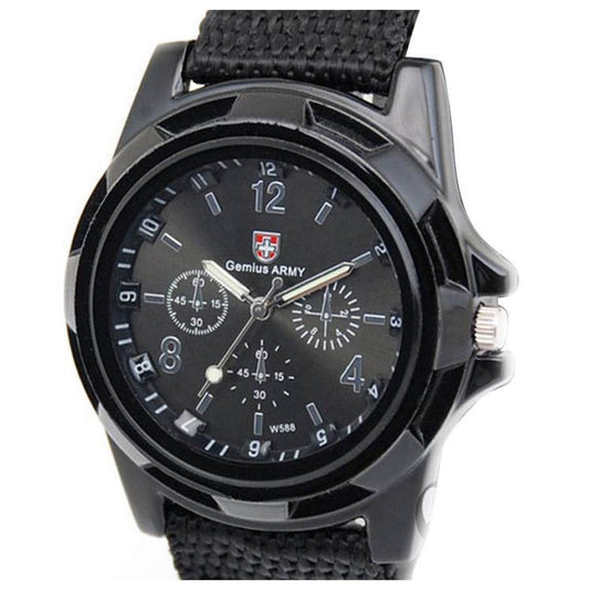 Quartz Analogue Watch Comfortable Black Material Strap