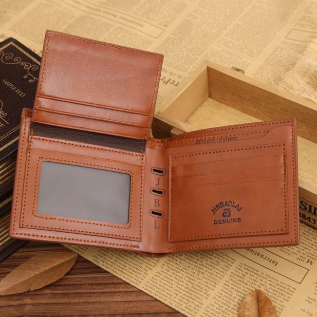 GENUINE Leather Wallet Men's Brown Money Cash Purse ID Xmas Gift/Present UK