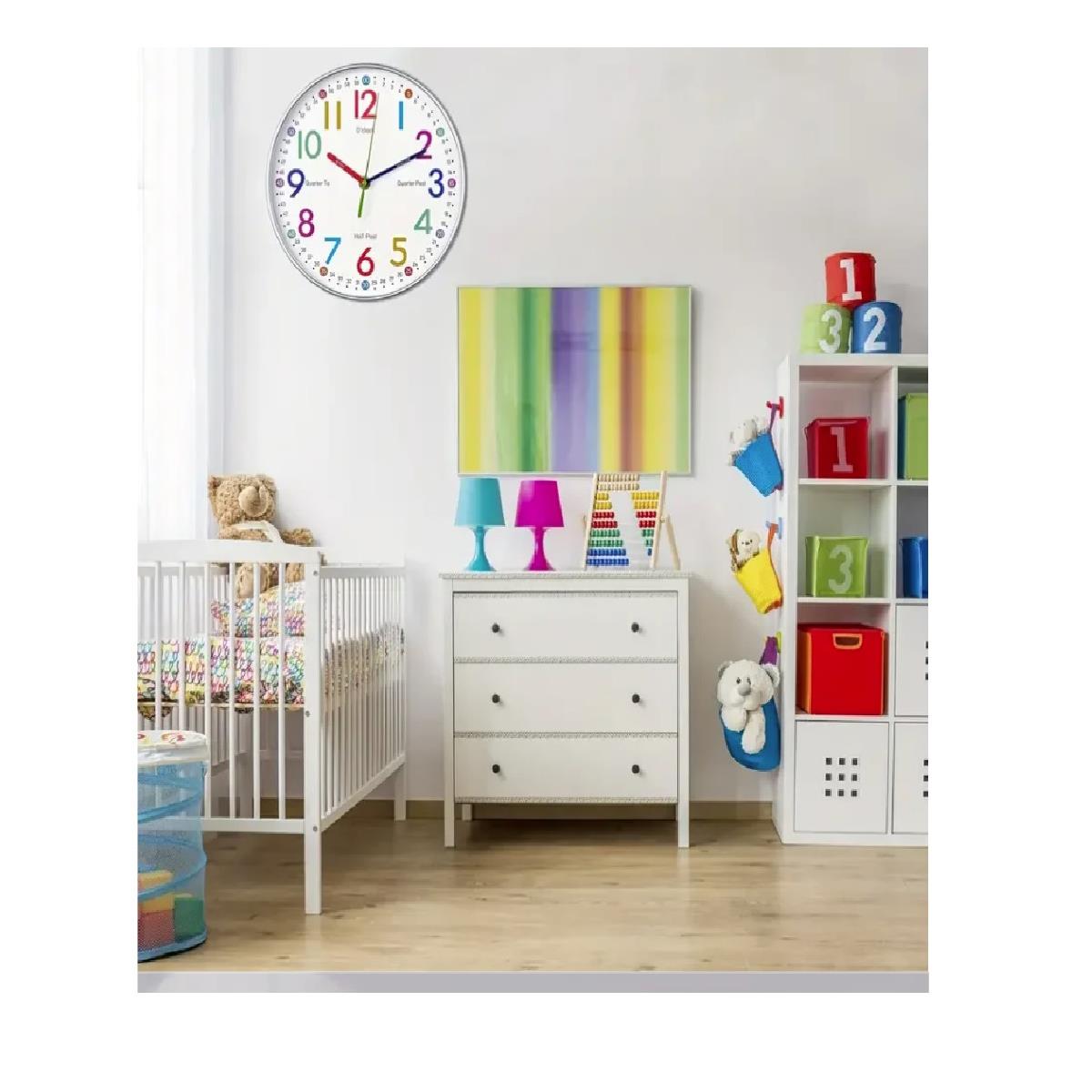 Childrens Easy Time Clock Silent Movement 30cm Face 24 Hour High Quality Movement