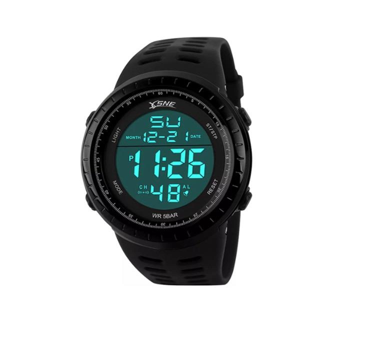 Large Clear Display Digital Watch with Day, Date, Stopwatch and Alarm