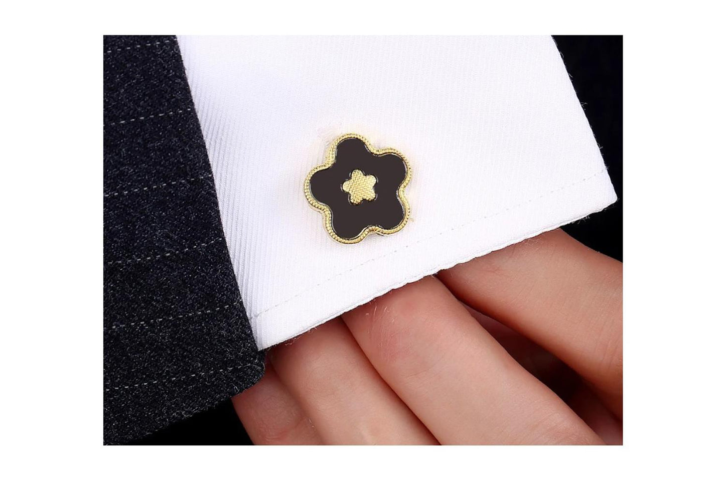 Luxury Gold Cufflinks Snowflake Flower Design Great Gift Elegant Present