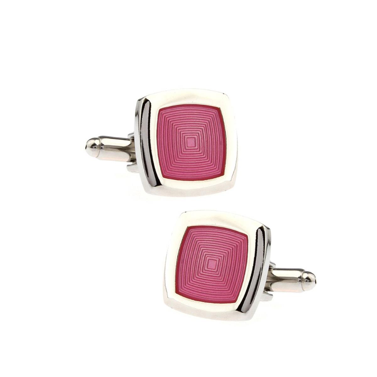 Charles William Elegant Silver Pink Square Cufflinks Smart Shirt Cuff LInks Quick UK Dispatch